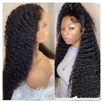 Factory Supplier Raw Brazilian Virgin Deep Wave Human Hair Cheap Wholesale Swiss 13X4 Lace Front Human Hair Wig For Black Women